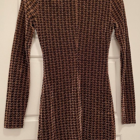 ASTR The Label - Nia Copper Metallic Houndstooth Mini Dress | Small |NWOT / New - Picture 8 of 8